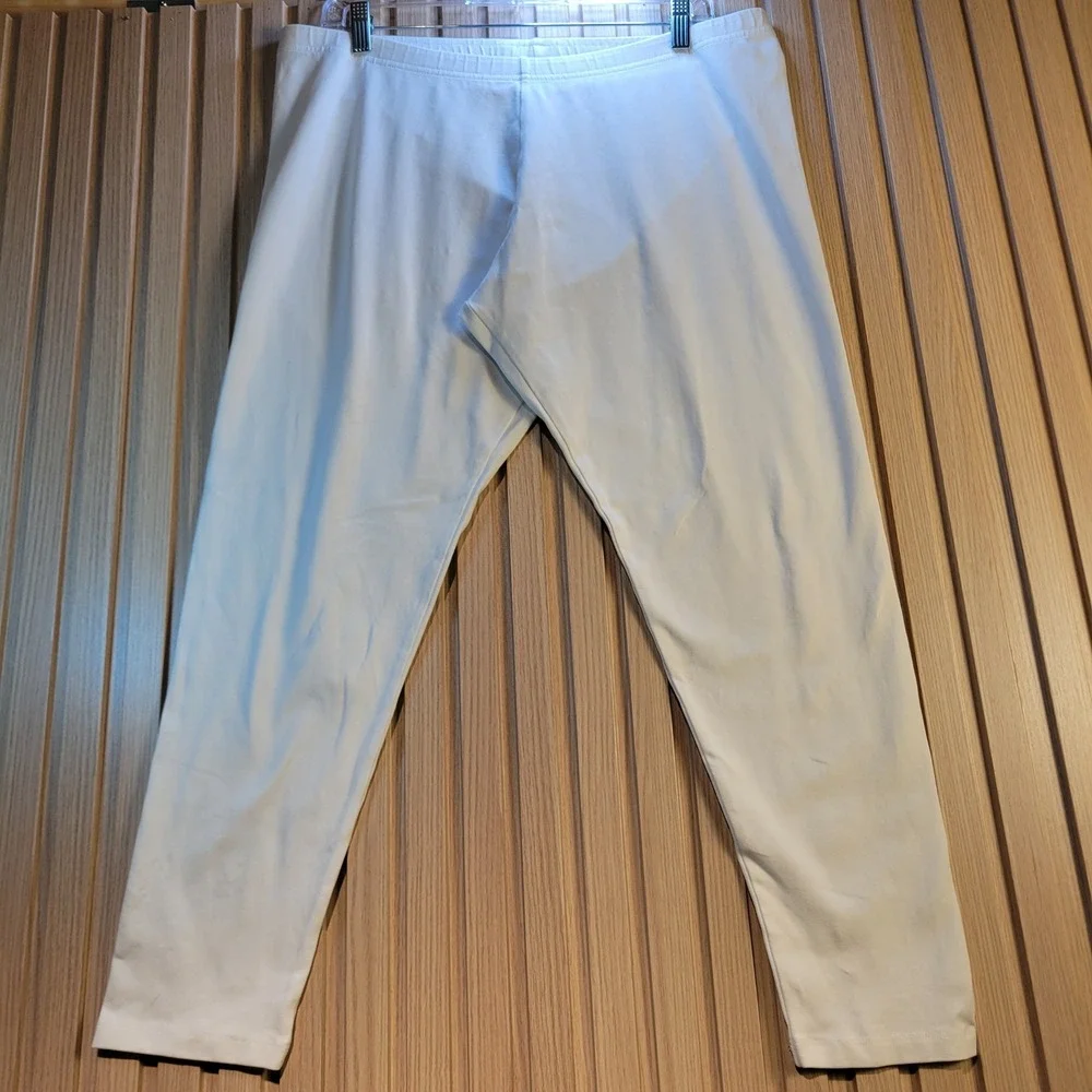 J. Jill Womens XL White Cotton Spandex Stretch Leggings Knit Pants 04-6513